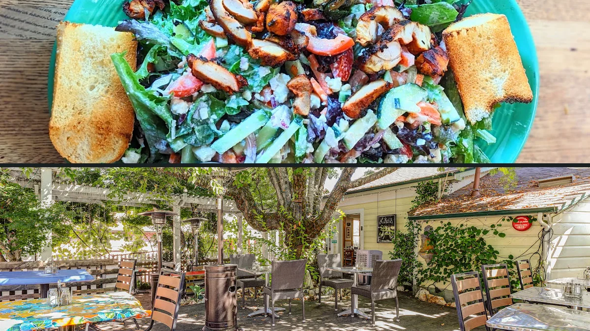 Bright lunch spot with simple table service.